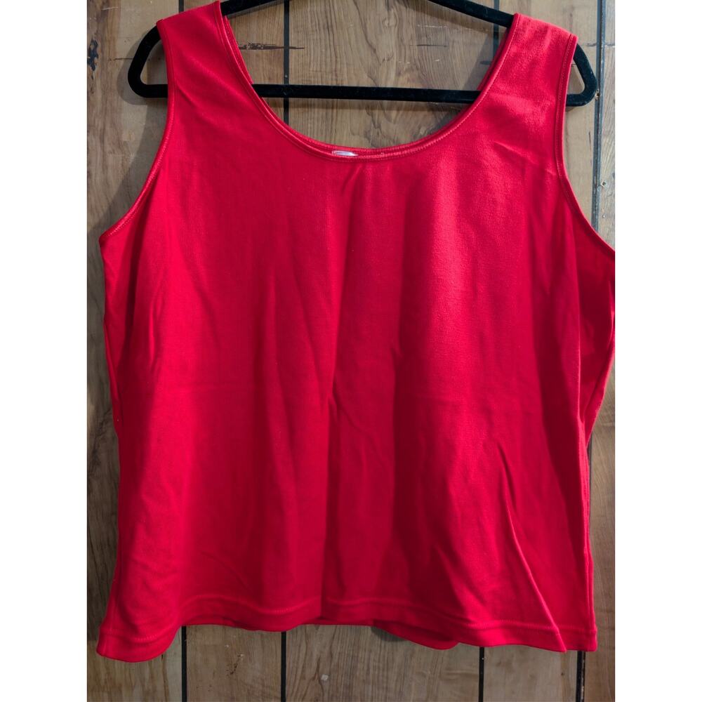 New Extra Touch Sportswear Red Stretch Tank Top Plus Size 3X Vintage‎ Scoop Neck